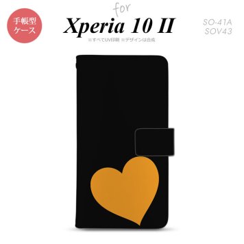 Xperia10 II 手帳型 スマホケース 全面印刷 おしゃれ ストラップホール有り トランプ ハート 黒 オレンジ nk-004s-xp102-dr546