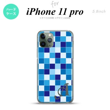 iPhone11Pro iPhone11 Pro スマホケース ハードケース スクエア モザイク 青 +アルファベット メンズ レディース nk-i11p-1020i