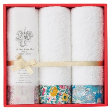 【送料無料・包装無料・のし無料】prima rosette using by LIBERTY FABRICS フェイスタオル3P PYB PR-2435-PB(A4)ギフト 敬老の日 入学祝い 卒業祝い 就職祝い 結婚祝い 誕生日 出産祝い 引越祝い 香典返し 新盆 初盆 御礼 お中元 内祝い 快気祝い ご挨拶 志 法事