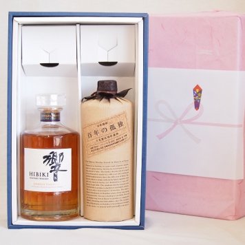 父の日贈り物 感謝贈り物ボックス 洋酒焼酎2本セット（ウイスキー響700ml 長期貯蔵麦焼酎百年の孤独720ml）