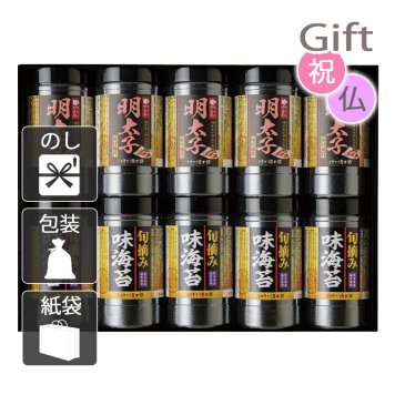 食卓のやまや 博多辛子明太子味海苔&旬摘み味海苔セット 味付け海苔 　　(プレゼント ギフト 基本送料 のし 包装 ラッピング 紙袋 無料 内祝 内祝い お返し 快気祝い 快気祝 快気内祝 お返し 出産祝い 出産内祝い お返し 結婚内祝い 結婚祝 結婚祝い 引出物 新築祝い 新築内祝 お返し 香典返し お供え 御供 法事 志 満中陰志 御供 粗供養)