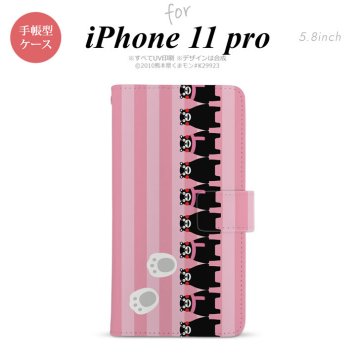 iPhone11Pro iPhone11 Pro 手帳型スマホケース カバー くまモン ストライプ ピンク  nk-004s-i11p-drkm11