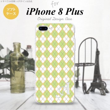 【iPhone8Plus】【スマホケース/スマホカバー】【アイフォン8プラス】iPhone8Plus スマホケース ケース アイフォン8プラス イニシャル アーガイル 緑×グレー nk-ip8p-tp1407ini【メール便送料無料】