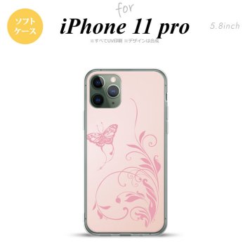 iPhone11Pro iPhone11 Pro スマホケース ソフトケース 蝶と草 ピンク メンズ レディース nk-i11p-tp1632