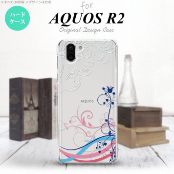 AQUOS R2 アクオス アール2 SH-03K SHV42 専用 スマホケース カバー ハードケース 草 青×ピンク nk-r2-1622[スマホ,スマホケース,スマホカバー,ケース,カバー,ジャケット]