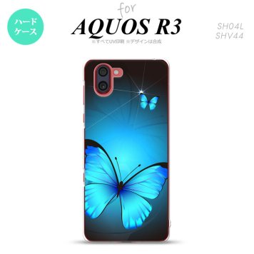 SH-04L SHV44 R3 AQUOS R3 スマホケース カバー バタフライ 蝶 B 青 nk-r3-212