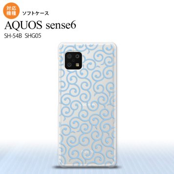 SH-54B SHG05 AQUOS sense6 スマホケース ソフトケース 唐草 クリア 水色 メンズ レディース nk-sens6-tp1127