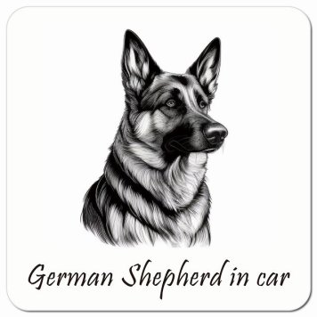 イラスト付 Dog in Car シェパード Bタイプ カーサイン 車 マグネットステッカー 犬 マグネット 強力 13x13cm 正方形 おしゃれ かわいい ドラレコステッカー 安全対策 危険運転 煽り運転 アニマル 動物 犬種別 屋外 防水 屋内