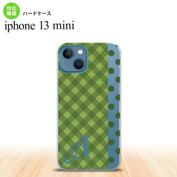 iPhone13mini iPhone13 mini ケース ハードケース チェック ドット 緑 +アルファベット  nk-i13m-1524i