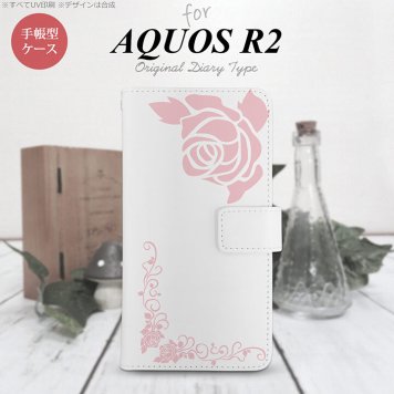 SH-03K/SHV42/706SH AQUOS R2 手帳型スマホケース カバー バラ クリア ピンク  nk-004s-r2-dr1067