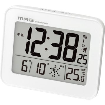 【直送】MAG マグ デジタル電波目覚まし時計 ファルマン [26-0544-060] T-776 WH-Z 目覚まし時計 置き時計 電波時計 温湿度表示 カレンダー表示 ライト付き ホワイト アラーム スヌーズ シンプル おしゃれ ギフト プレゼント