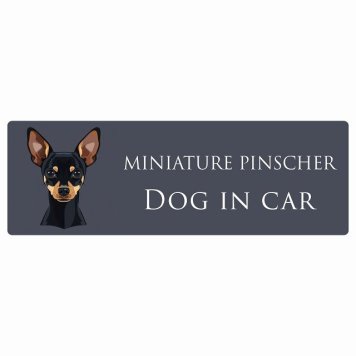 ドッグ カーステッカー イラスト付 Dog in Car ミニチュアピンシャー Bタイプ セーフティサイン 犬種別 長方形 20x6.7cm シール リア あおり運転対策 Dog Sticker 屋外 屋内 防水 かわいい おしゃれ 安全対策 カーサイン