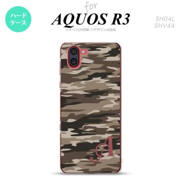 SH-04L SHV44 R3 AQUOS R3 スマホケース カバー タイガー 迷彩 B 茶 +アルファベット nk-r3-1171i