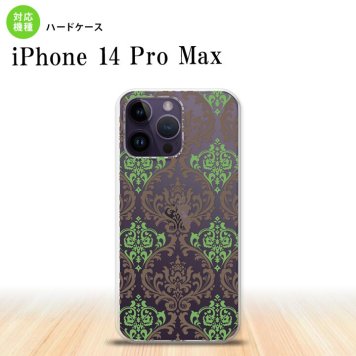 iPhone14 ProMax iPhone14 Pro Max スマホケース 背面ケース ハードケース ダマスク A クリア 茶 緑 2022年 9月発売 nk-i14pm-459
