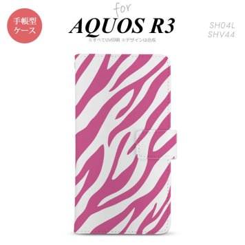 SH-04L/SHV44 AQUOS R3 手帳型スマホケース カバー ゼブラ ピンク  nk-004s-r3-dr022