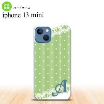 iPhone13mini iPhone13 mini ケース ハードケース ドット レース C 薄緑 +アルファベット  nk-i13m-1616i
