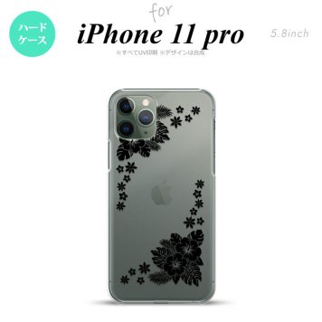iPhone11Pro iPhone11 Pro スマホケース ハードケース ハイビスカス E クリア 黒 メンズ レディース nk-i11p-1057