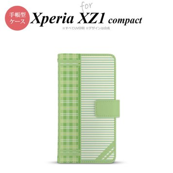 【手帳型 スマホ カバー ケース】【SO02K】【エクスペリア XZ1】手帳型 ケース SO-02K スマホ カバー Xperia XZ1 Compact エクスペリア チェック・ボーダー 緑 nk-004s-so02k-dr1603【メール便送料無料】