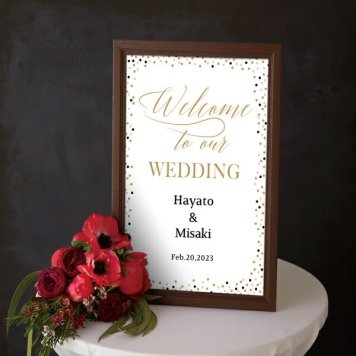 グラフィック ウェルカムボード（ゴールドスパークル）結婚式 ギフト お祝い 披露宴 ウェディング ウェルカムスペース シック ゴールド ゴージャス＆エレガント