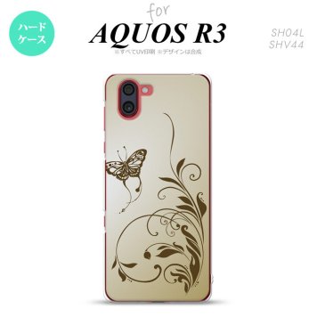 SH-04L SHV44 R3 AQUOS R3 スマホケース カバー 蝶と草 ゴールド風 nk-r3-1635