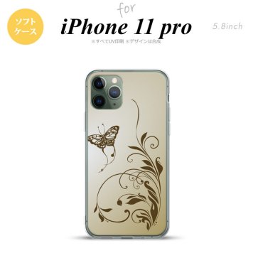 iPhone11Pro iPhone11 Pro スマホケース ソフトケース 蝶と草 ゴールド風 メンズ レディース nk-i11p-tp1635