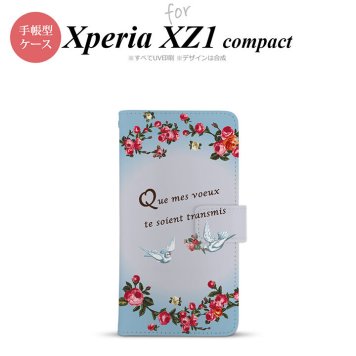【手帳型 スマホ カバー ケース】【SO02K】【エクスペリア XZ1】手帳型 ケース SO-02K スマホ カバー Xperia XZ1 Compact エクスペリア 鳥とバラ 青 nk-004s-so02k-dr1442【メール便送料無料】