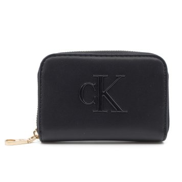 カルバンクライン　Calvin Klein　コンパクト財布　LV04F1154G UB1　ブラック BLACK　BOLD CK MEDIUM ZIP AROUND WALLET　ボールド シーケー ミディアム ジップアラウンド　コインケース　小銭入れ　ミニ財布　Europeライン