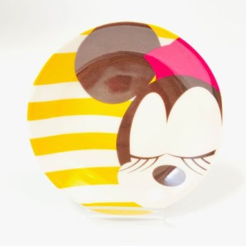 ディズニー ミニー プレート フェイス 食器 お皿 醤油皿 Disney イエロー グッズ 日本製