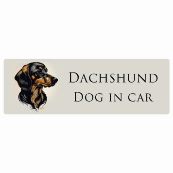 イラスト付 ドッグ カーステッカー Dog in Car ダックスフント Aタイプ セーフティサイン 犬種別 長方形 15x5cm シール リア あおり運転対策 Dog Sticker 安全対策 カーサイン