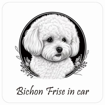 ドッグ カーステッカー イラスト付 Dog in Car ビションフリーゼ Aタイプ セーフティサイン 犬種別 正方形 13x13cm シール リア あおり運転対策 Dog Sticker 屋外 屋内 防水 かわいい おしゃれ 安全対策 カーサイン
