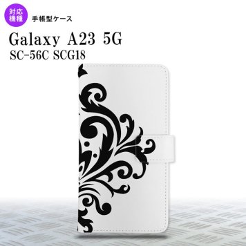 Galaxy A23 GalaxyA23 手帳型スマホケース カバー ダマスク 黒 2022年 10月発売 nk-004s-a23-dr1034