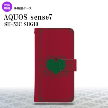 sense7 sense7 手帳型スマホケース カバー ハート 飾り 赤 緑 2022年 11月発売 nk-004s-sens7-dr615