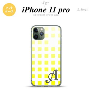 iPhone11Pro iPhone11 Pro スマホケース ソフトケース スクエア ドット 黄 +アルファベット メンズ レディース nk-i11p-tp1364i