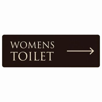 トイレ プレート 木製 WOMENS 文字タイプ ブラック ナチュラル 右 矢印 長方形 18x6cm 方向案内 進路ドア サインプレート ピクトサイン トイレマーク表示 案内 注意 施設 御手洗 TOILET おしゃれ シンプル 安全対策