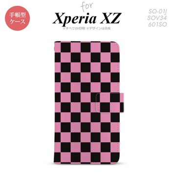 【手帳型 スマホ カバー ケース】【SO01J】【エクスペリア XZ 】手帳型 ケース SO-01J スマホ カバー XPERIA XZ エクスペリア スクエア 黒×ピンク nk-004s-so01j-dr762【メール便送料無料】
