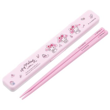 マイメロディ 水彩コスメ 抗菌音のならない箸・箸箱セット 箸18cm スケーター ※送料無料(ポスト投函)