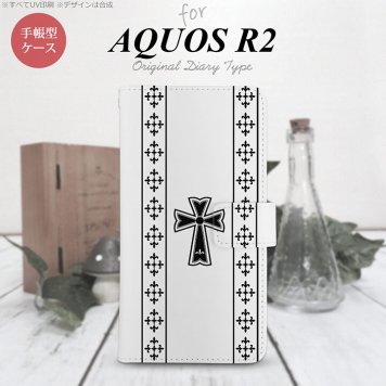 SH-03K/SHV42/706SH AQUOS R2 手帳型スマホケース カバー ゴシック クリア 黒  nk-004s-r2-dr1005
