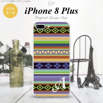 【iPhone8Plus】【スマホケース/スマホカバー】【アイフォン8プラス】iPhone8Plus スマホケース ケース アイフォン8プラス イニシャル エスニックボーダー 青 nk-ip8p-tp1562ini【メール便送料無料】