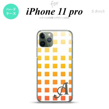 iPhone11Pro iPhone11 Pro スマホケース ハードケース スクエア ドット オレンジ +アルファベット メンズ レディース nk-i11p-1361i