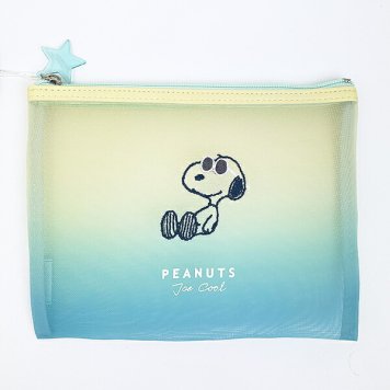 スヌーピー ジョークール メッシュフラットポーチ グラデーション SNOOPY