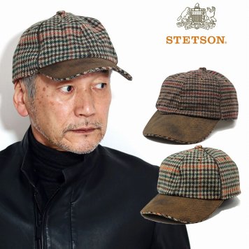 STETSON キャップ 秋冬 ハウンドトゥース ウールブレンド ブランド メンズ ステットソン SALVAGE フリーサイズ アメリカ 茶色 ブラウン タン stetson 帽子通販 ギフト プレゼント 40代 50代 60代 ファッション 父の日