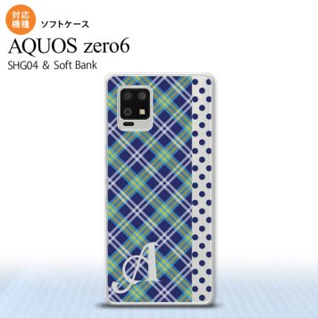 SHG04 SHG04 ZERO6 AQUOS zero6 スマホケース ソフトケース タータン ドット 青 +アルファベット メンズ レディース nk-zero6-tp1534i