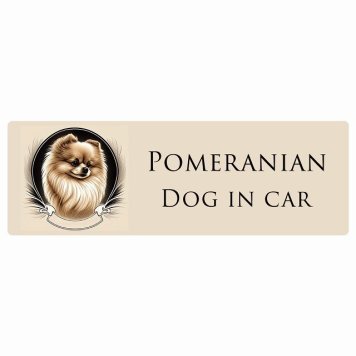 イラスト付 ドッグ カーステッカー Dog in Car ポメラニアン B タイプ セーフティサイン 犬種別 長方形 15x5cm シール リア あおり運転対策 Dog Sticker 安全対策 カーサイン