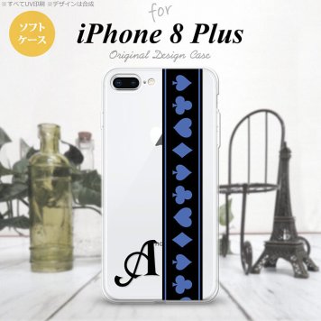 【iPhone8Plus】【スマホケース/スマホカバー】【アイフォン8プラス】iPhone8Plus スマホケース ケース アイフォン8プラス イニシャル トランプ(帯) 黒×青 nk-ip8p-tp525ini【メール便送料無料】
