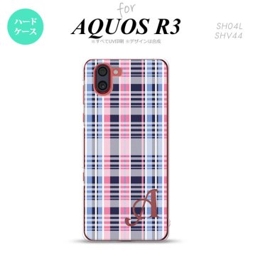 SH-04L SHV44 R3 AQUOS R3 スマホケース カバー チェック B ピンク 青 +アルファベット nk-r3-440i