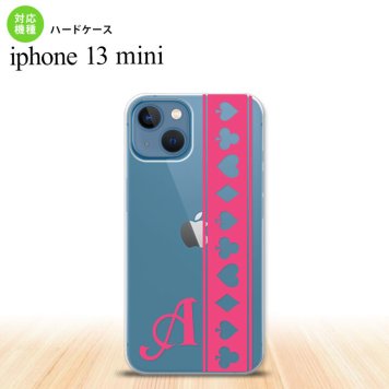 iPhone13mini iPhone13 mini ケース ハードケース トランプ 帯 ピンク クリア +アルファベット  nk-i13m-530i