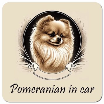 イラスト付 Dog in Car ポメラニアン Bタイプ カーサイン 車 マグネットステッカー 犬 マグネット 強力 13x13cm 正方形 おしゃれ かわいい ドラレコステッカー 安全対策 危険運転 煽り運転 アニマル 動物 犬種別 屋外 防水 屋内