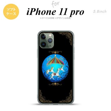 iPhone11Pro iPhone11 Pro スマホケース ソフトケース メリーゴーラウンド 黒 メンズ レディース nk-i11p-tp1504