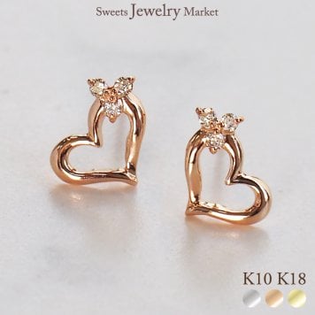ハート スタッド ピアス ダイヤモンド 0.02ct K10 K18 10K 18K 10金 18金 プラチナ オープンハート 女性 レディース 誕生日 記念日 プレゼント ギフト 誕生日プレゼント 10代 20代 30代 40代 妻 彼女 ダイヤ ピンクゴールド イエローゴールド ゴールド スタッドピアス 小さい 小さめ アクセサリー ニッケルフリー アレルギー対応 金属アレルギー