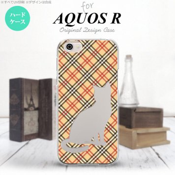 【SH03J】【スマホケース/スマホカバー】【アクオス R】SH03J スマホケース AQUOS R SH-03J カバー アクオス R 猫 チェック赤茶A nk-sh03j-953【メール便送料無料】